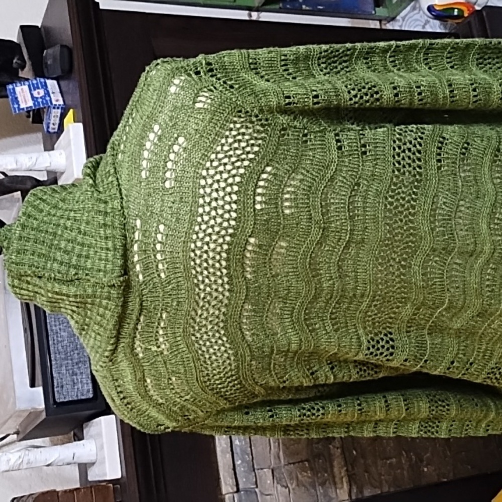 A Knitch ABOVE Green knit sweater open front cardigan April March Spring - Picture 7 of 9
